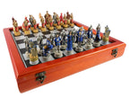 Chess Set - King Arthur Resin Chessmen on Cherry Chest - 