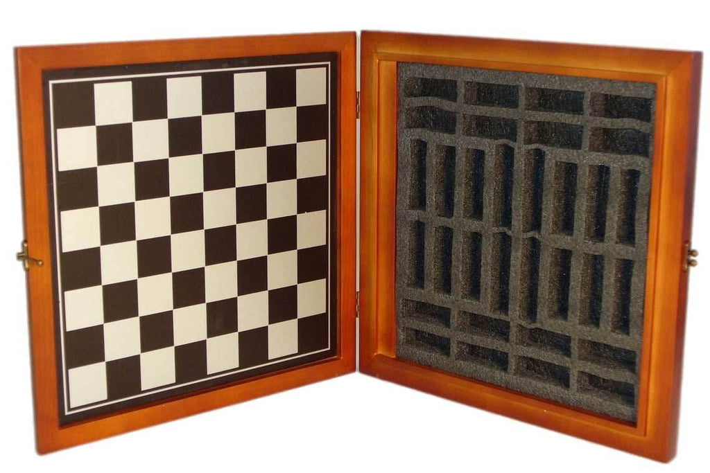 Chess Set -Robin Hood Resin Chessmen on Cherry Stained Chest - 