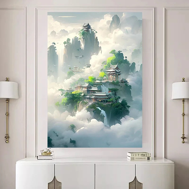 Chinese Style Castle Diamond Art Cross Stitch Kit 5D Diamond Painting Kit Living Room Corridor Home Decor Christmas Gift