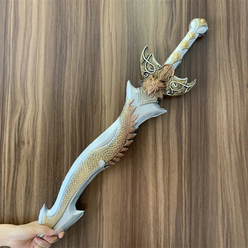 Chinese Style Cosplay Golden Dragon Sword Knights Knife Sword Prop Role Cos Protector Ghost Knife Sword PU Weapon Model Toy Gift