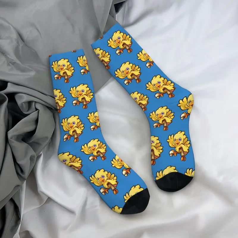 Chocobo Final Fantasy Dress Socks Men's Women's Warm Funny Novelty Crew Socks