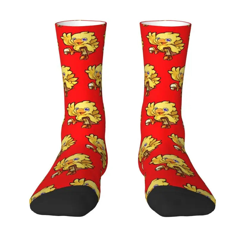 Chocobo Final Fantasy Dress Socks Men's Women's Warm Funny Novelty Crew Socks