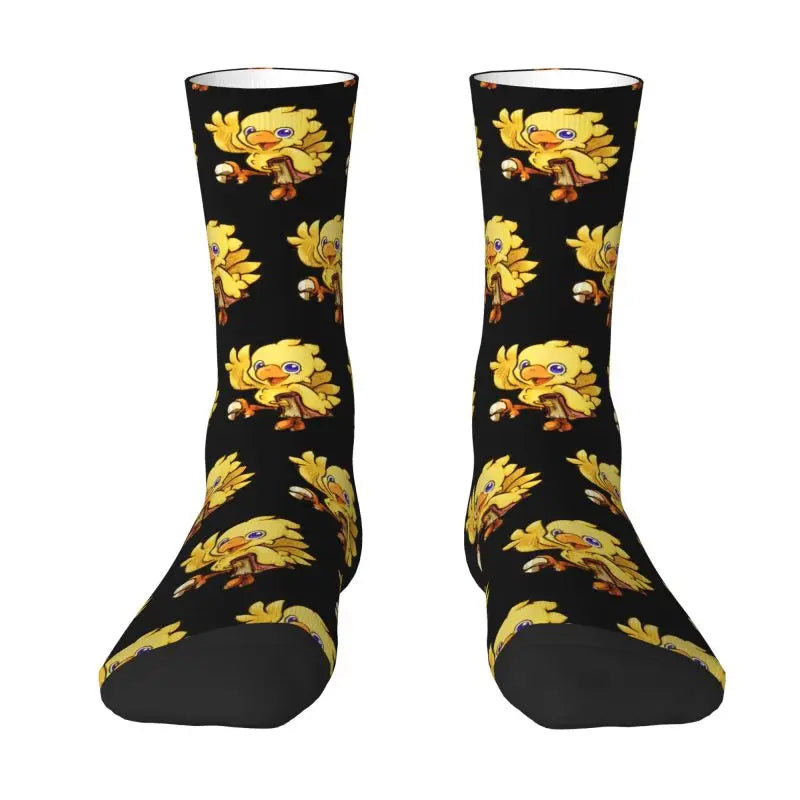 Chocobo Final Fantasy Dress Socks Men's Women's Warm Funny Novelty Crew Socks