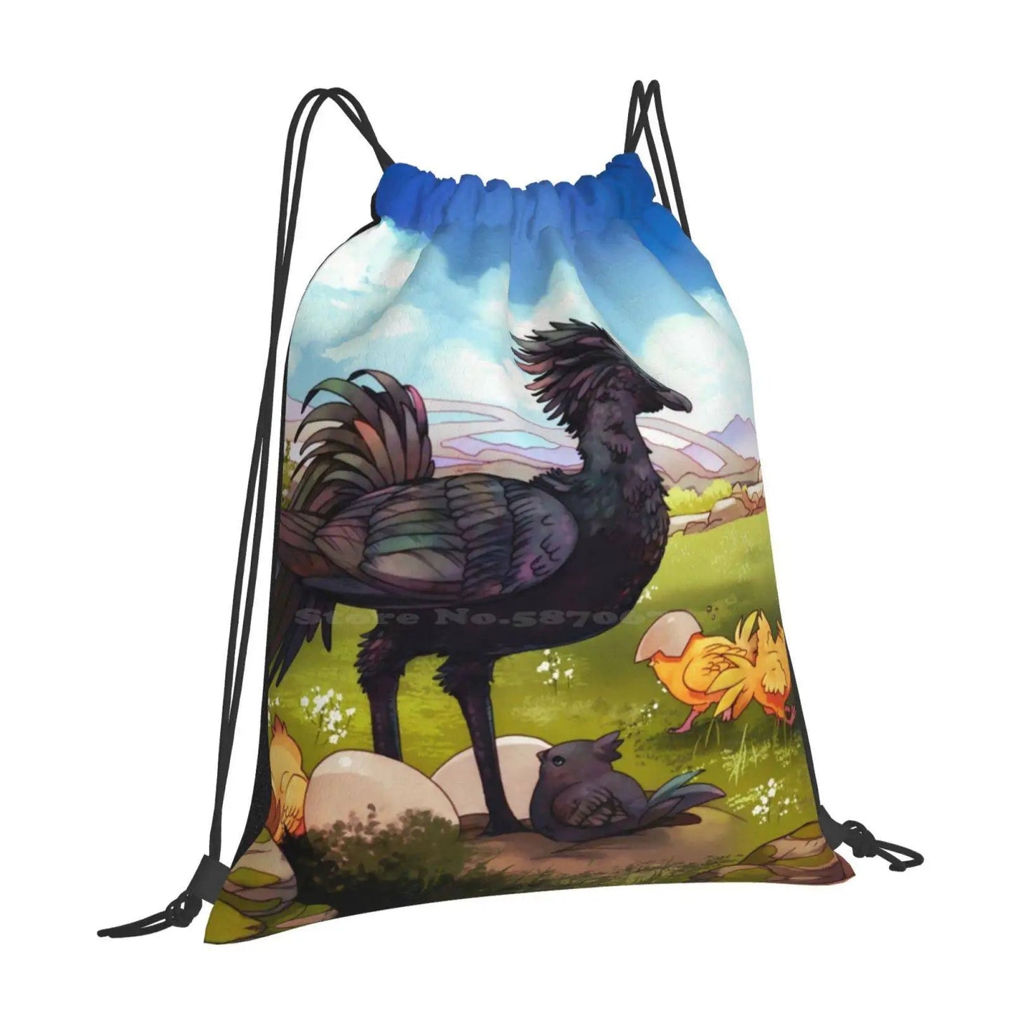 Chocobos Backpack For Student School Laptop Travel Bag Ffxv Landscape Final Fantasy 15 Black Chocobo Chocochick