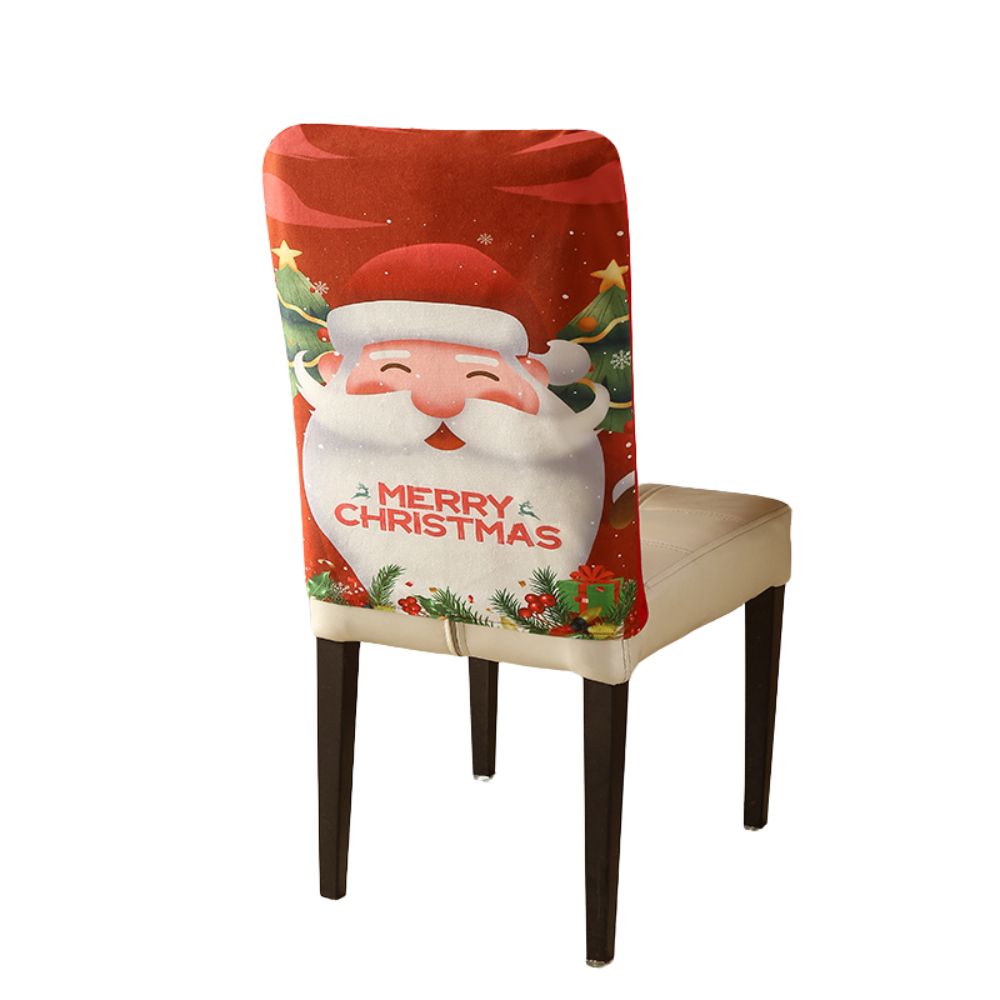 Christmas Chair Cover Festive Stretchable and Washable Slipcover for Dining Room Chairs