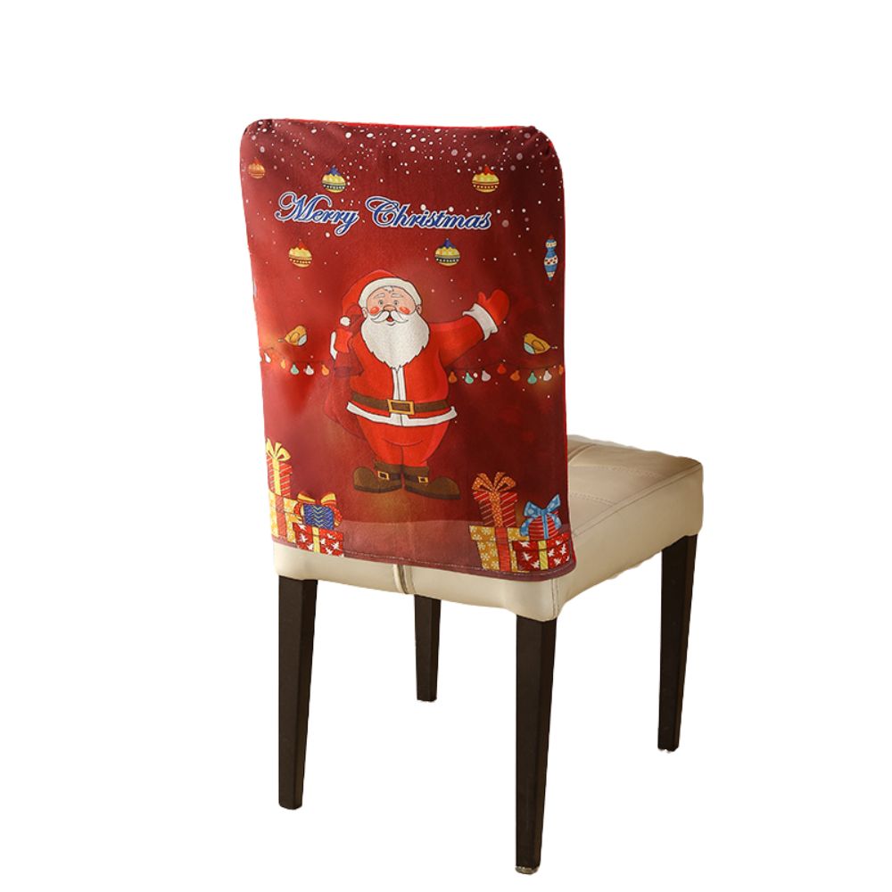 Christmas Chair Cover Festive Stretchable and Washable Slipcover for Dining Room Chairs