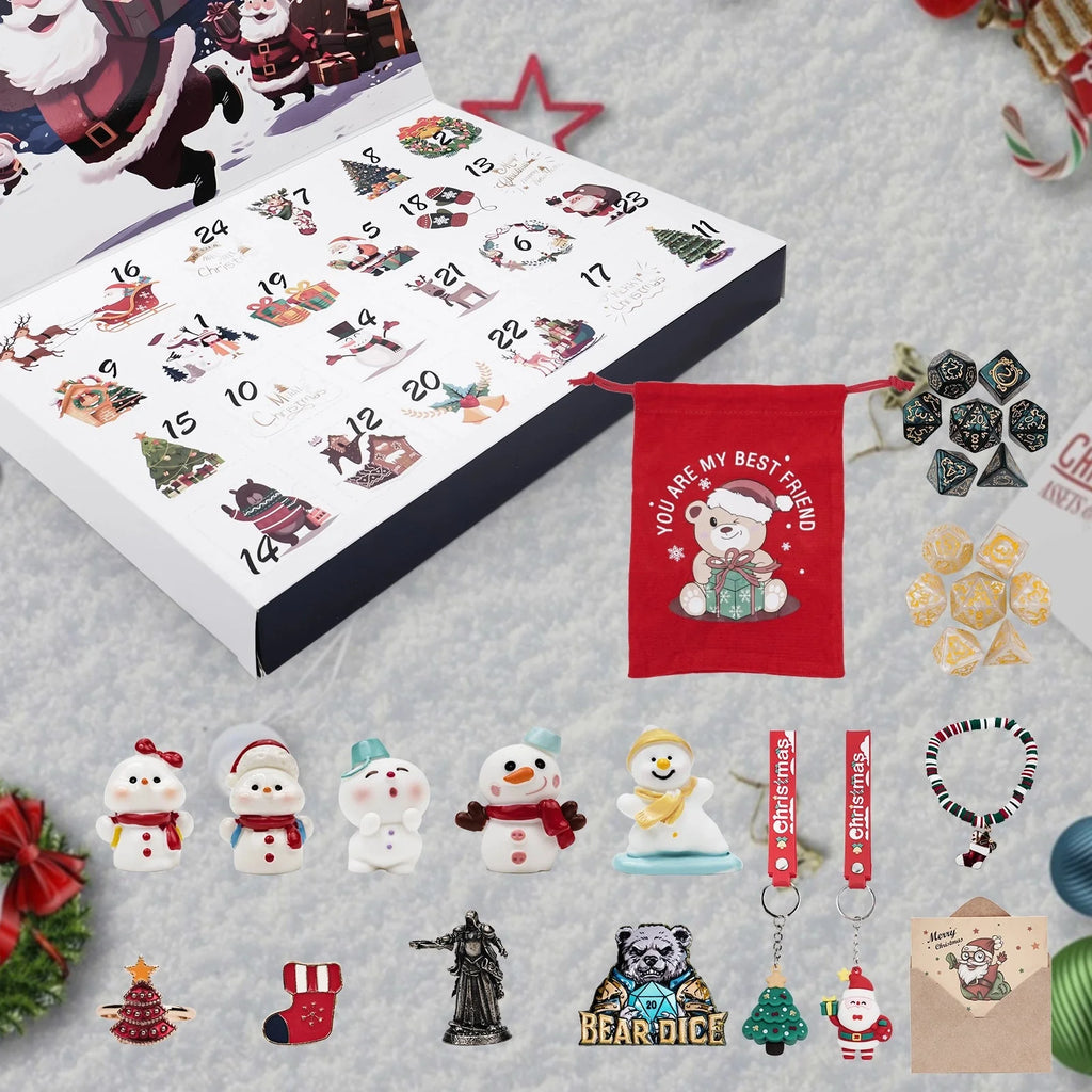 Christmas D&D Dice Blind Box Countdown Calendar, Random Christmas Dice Gifts, D&D Fan Gifts