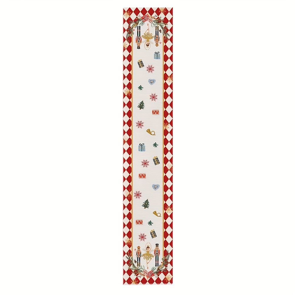 Christmas Nutcracker Linen Table Runner for Festive Holiday Decor