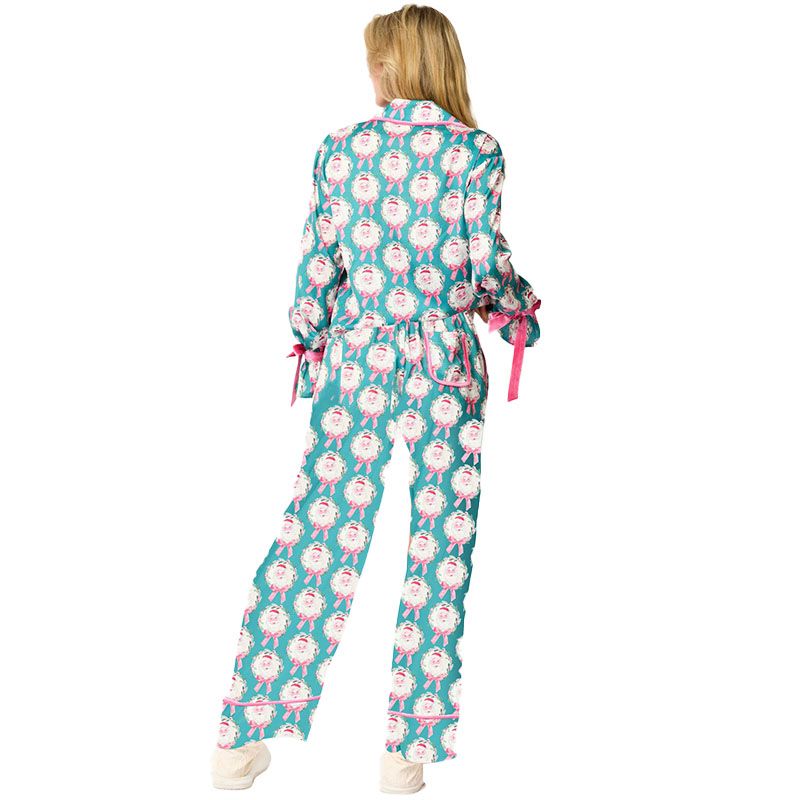 Christmas Pajamas for Women Bow Tie Long Sleeve Shirt Pants