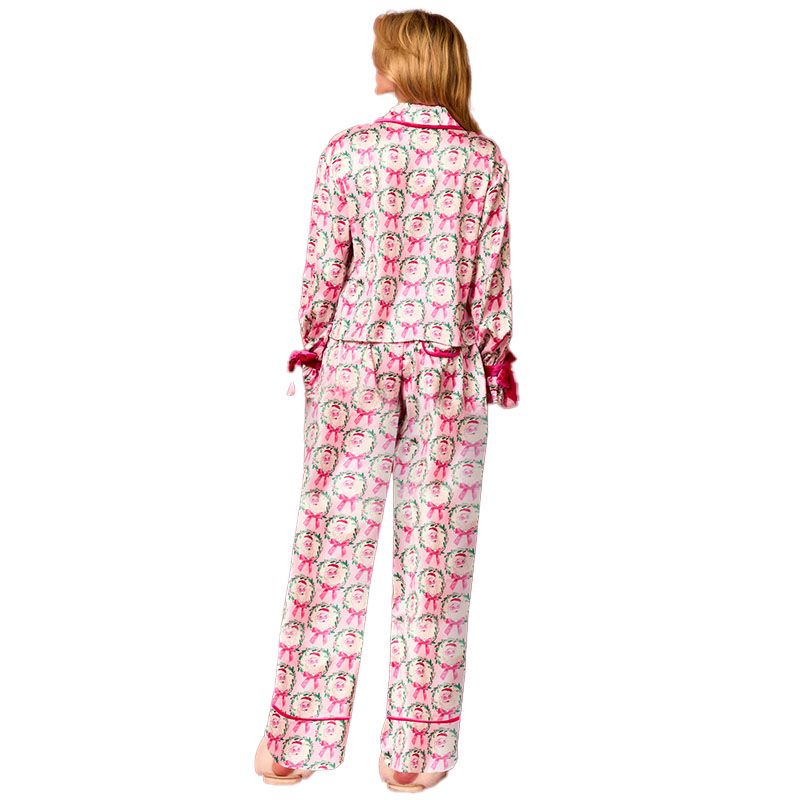 Christmas Pajamas for Women Bow Tie Long Sleeve Shirt Pants