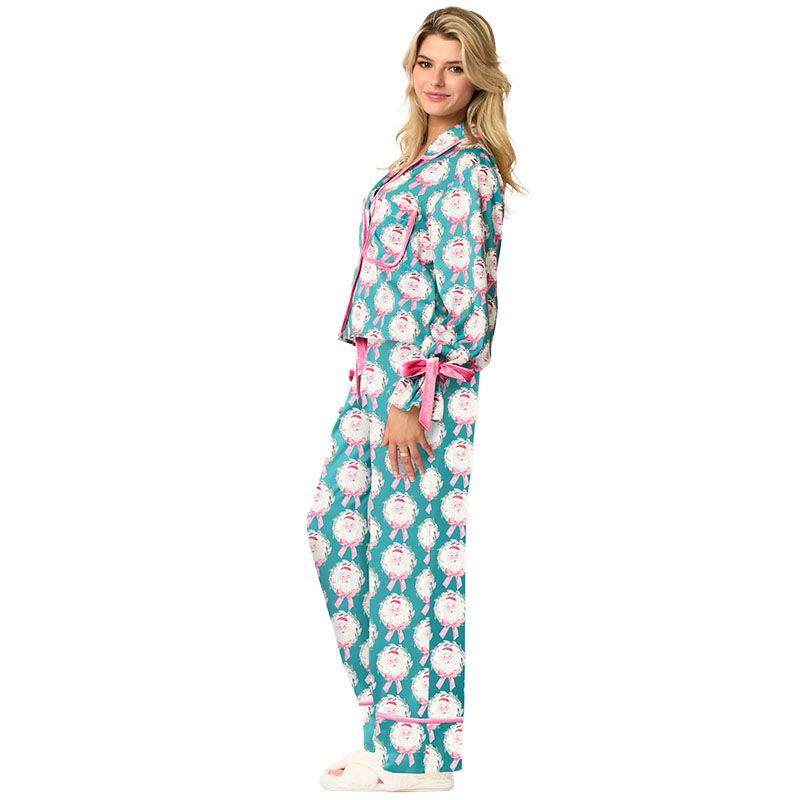 Christmas Pajamas for Women Bow Tie Long Sleeve Shirt Pants