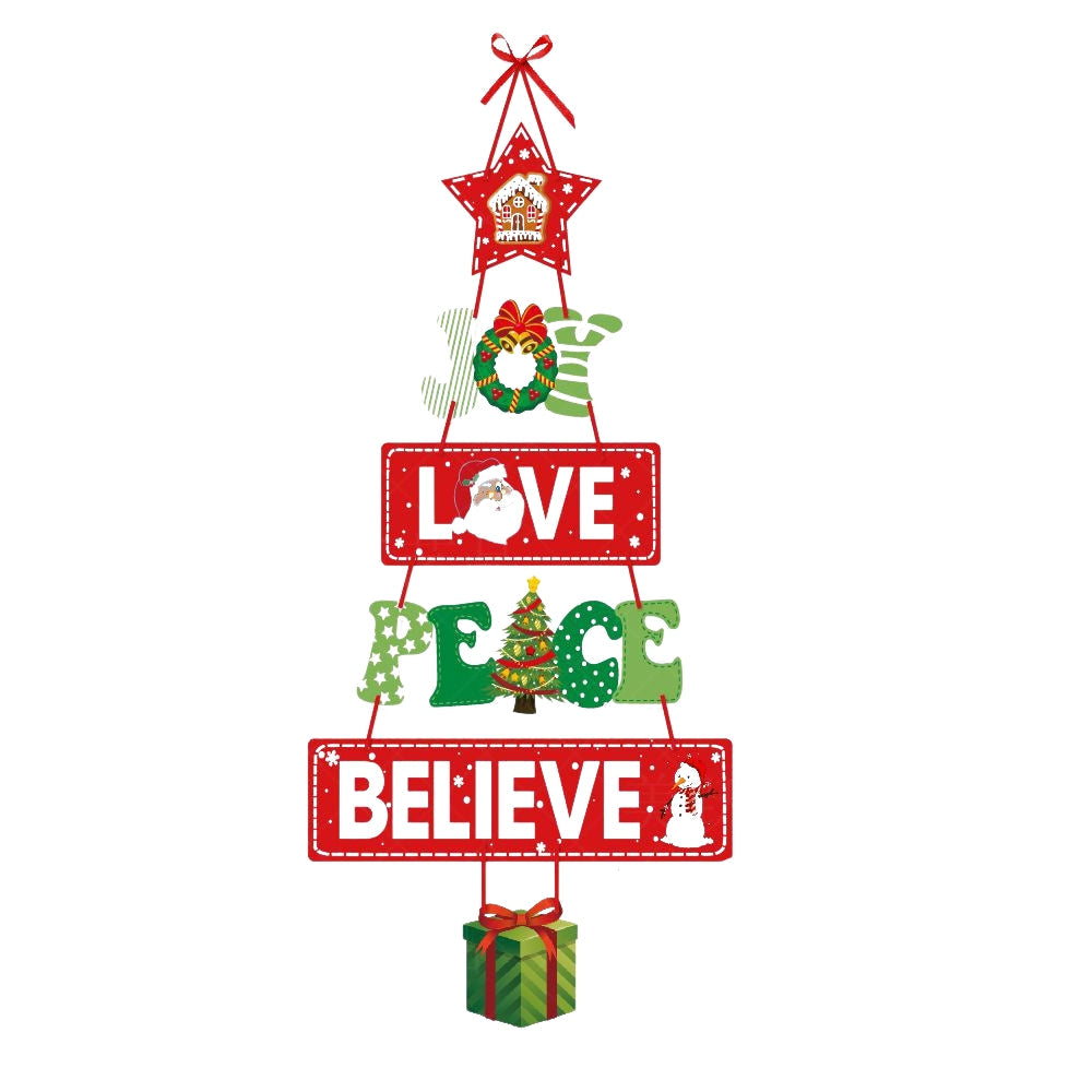 Christmas Porch Door Hanging Banner Christmas Paper Door Decorative Flags