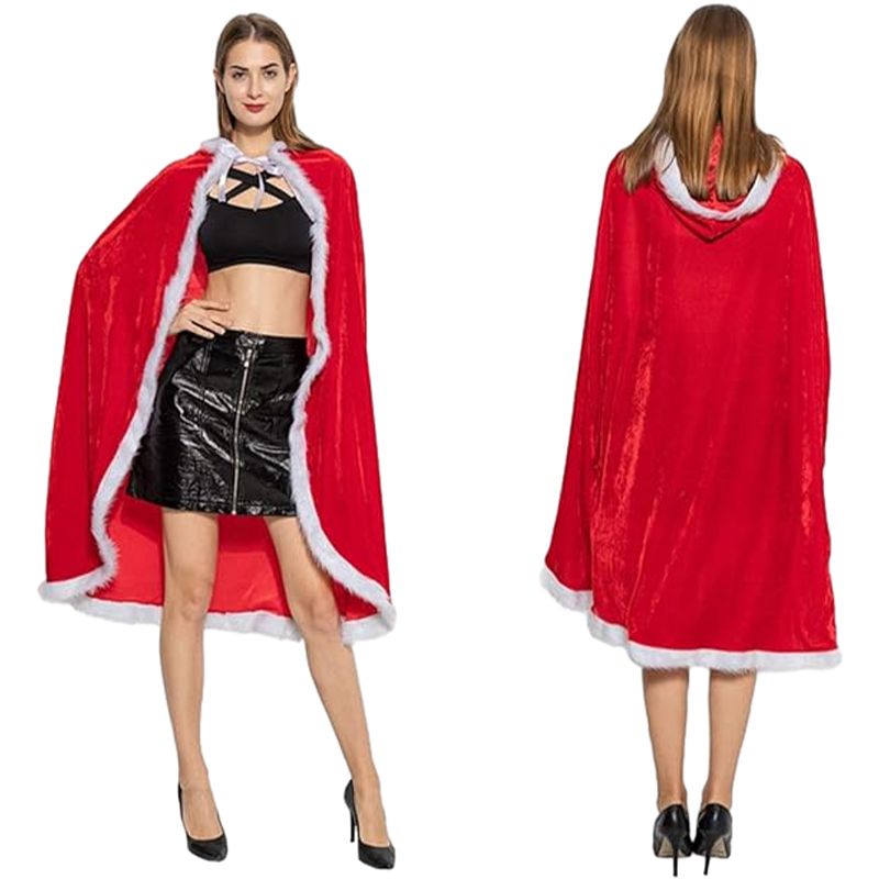 Christmas Santa Claus Hooded Cloak, Mrs Santa Claus Velvet Costume