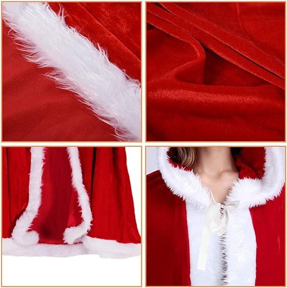 Christmas Santa Claus Hooded Cloak, Mrs Santa Claus Velvet Costume