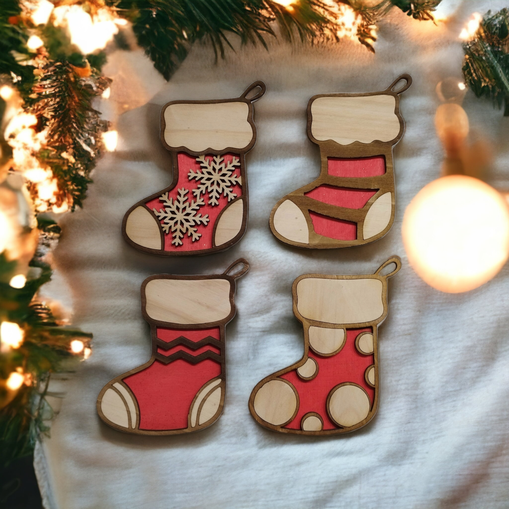 Christmas Socks Duble Layered Wooden Christmas Decoration