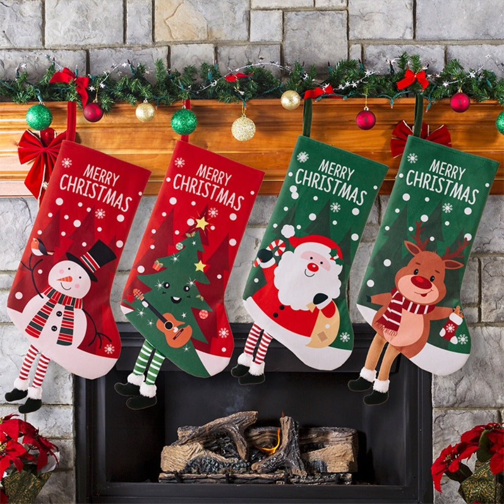 Christmas Stocking Large Stockings Santa Snowman Candy Gift Socks Tree Ornament Decorations