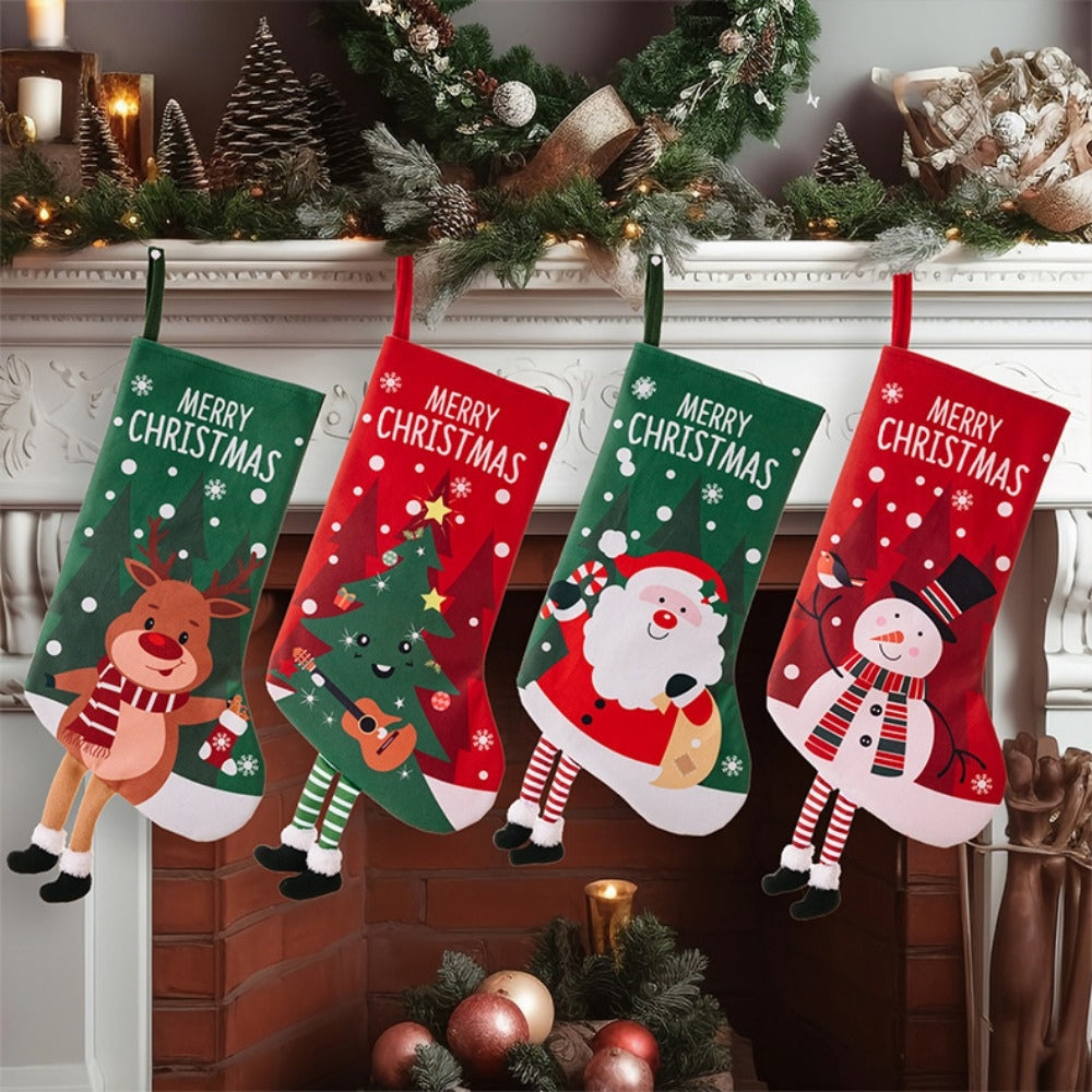 Christmas Stocking Large Stockings Santa Snowman Candy Gift Socks Tree Ornament Decorations