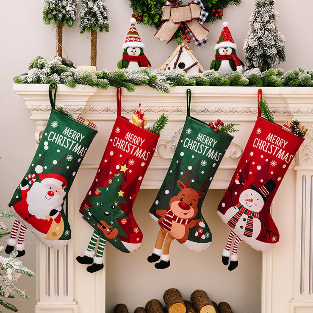 Christmas Stocking Large Stockings Santa Snowman Candy Gift Socks Tree Ornament Decorations