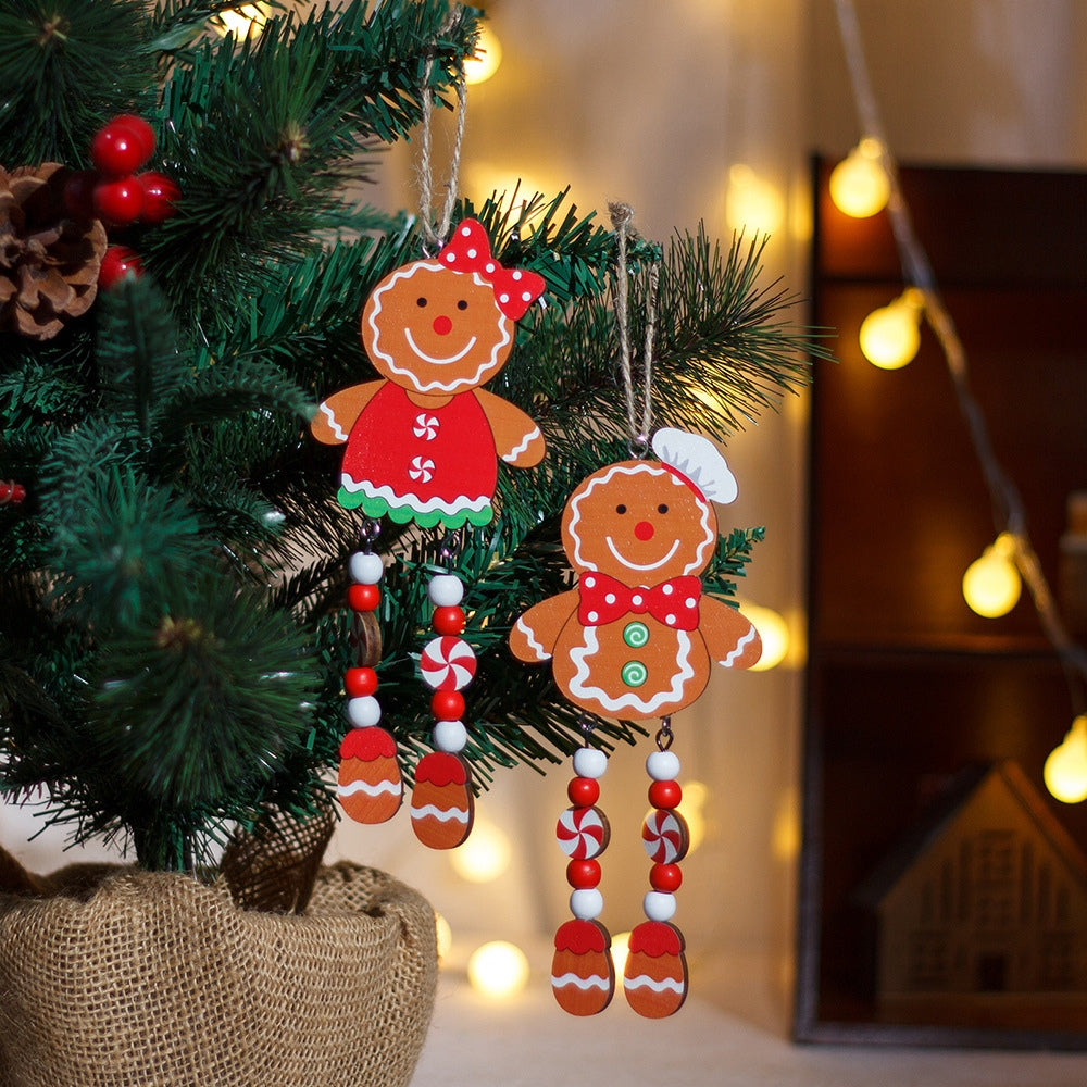 Christmas Tree Gingerbread  Pendant Wooden Ornaments Gingerbread Pendant Decorations Accessories