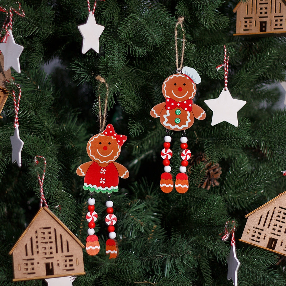 Christmas Tree Gingerbread  Pendant Wooden Ornaments Gingerbread Pendant Decorations Accessories