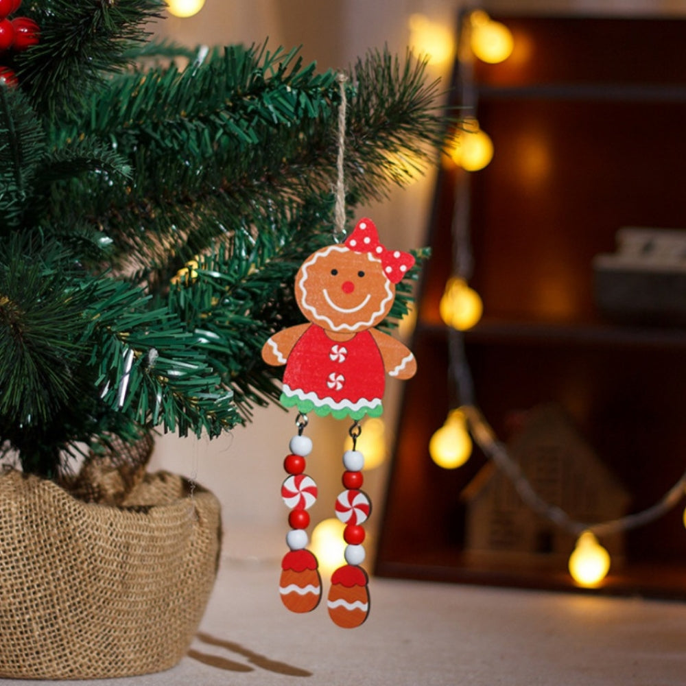 Christmas Tree Gingerbread  Pendant Wooden Ornaments Gingerbread Pendant Decorations Accessories