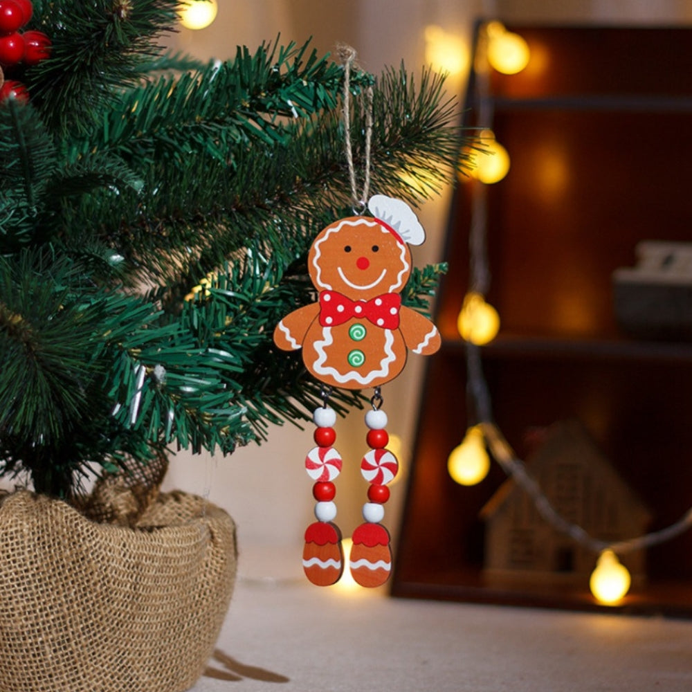 Christmas Tree Gingerbread  Pendant Wooden Ornaments Gingerbread Pendant Decorations Accessories