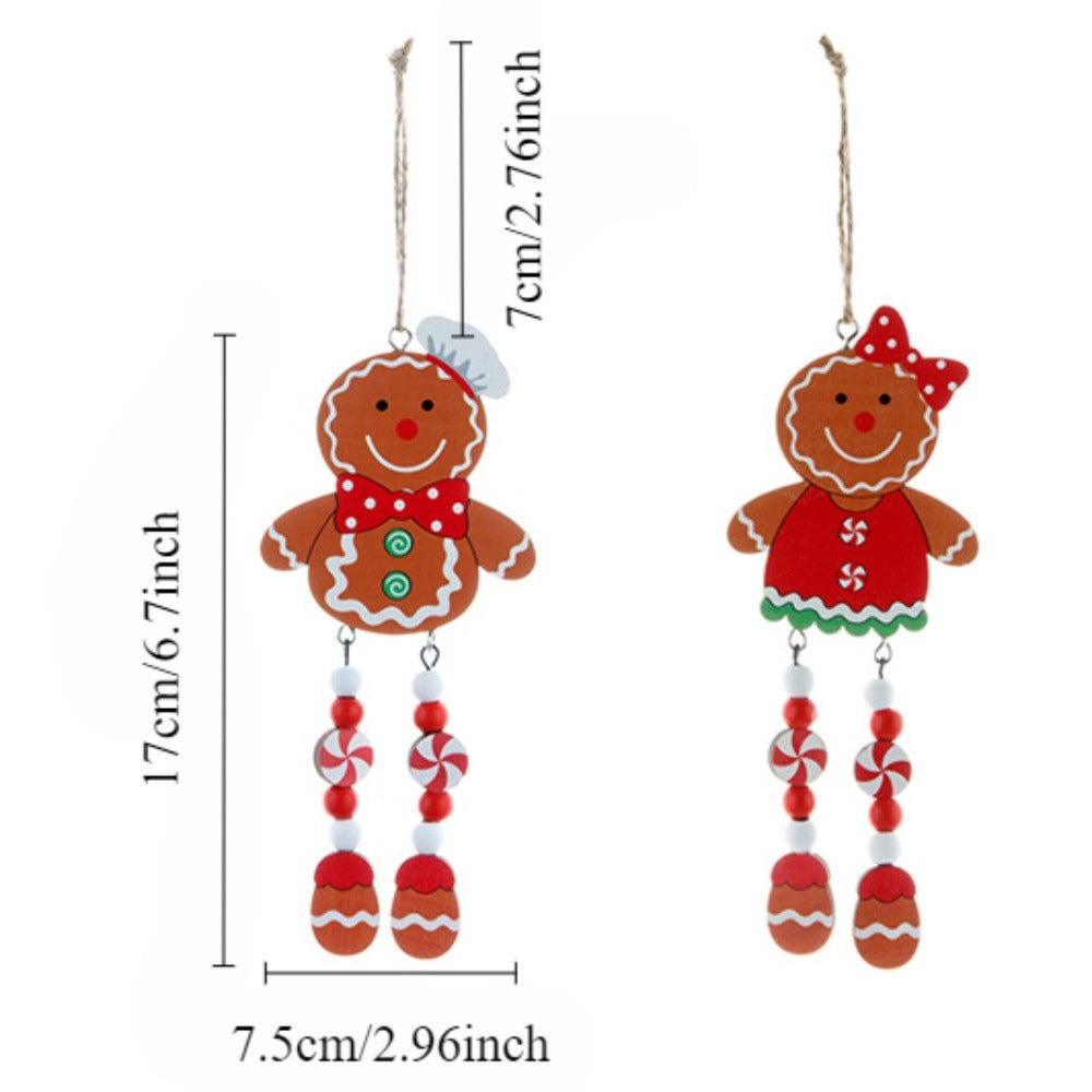 Christmas Tree Gingerbread  Pendant Wooden Ornaments Gingerbread Pendant Decorations Accessories