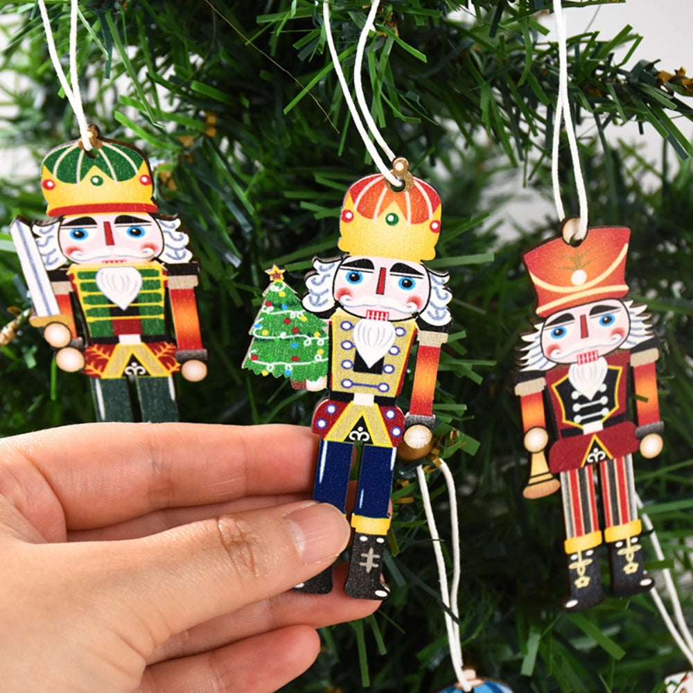 Christmas Wooden Ornaments Nutcracker Soldier Xmas Tree Hanging Pendant