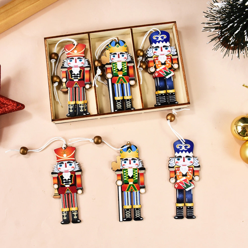 Christmas Wooden Ornaments Nutcracker Soldier Xmas Tree Hanging Pendant