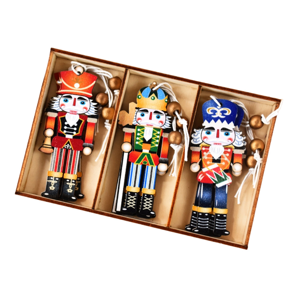 Christmas Wooden Ornaments Nutcracker Soldier Xmas Tree Hanging Pendant