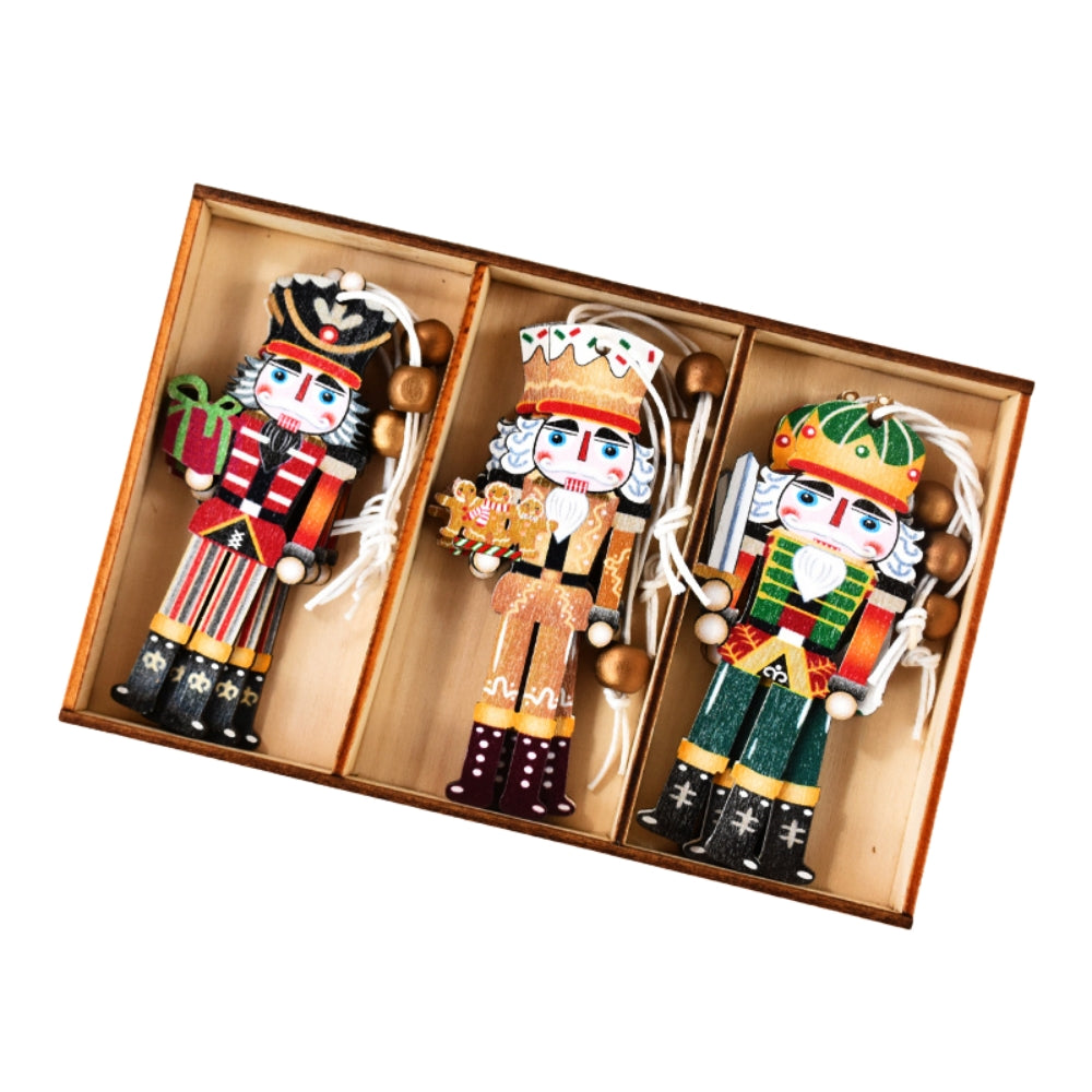 Christmas Wooden Ornaments Nutcracker Soldier Xmas Tree Hanging Pendant