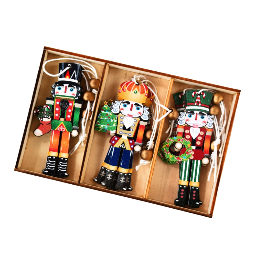 Christmas Wooden Ornaments Nutcracker Soldier Xmas Tree Hanging Pendant