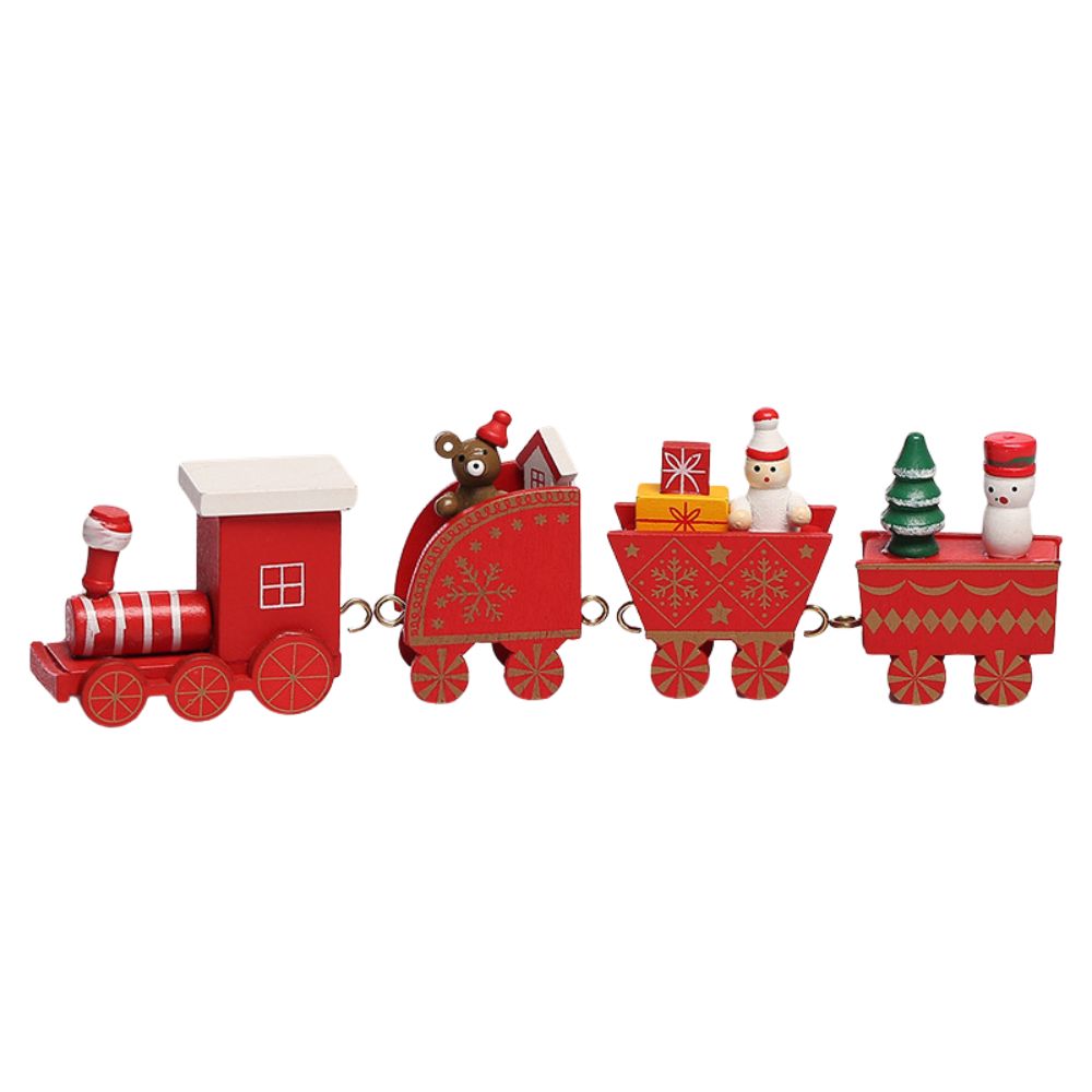 Christmas Wooden Train Ornaments Adorable Snowman and Gingerbread Designs