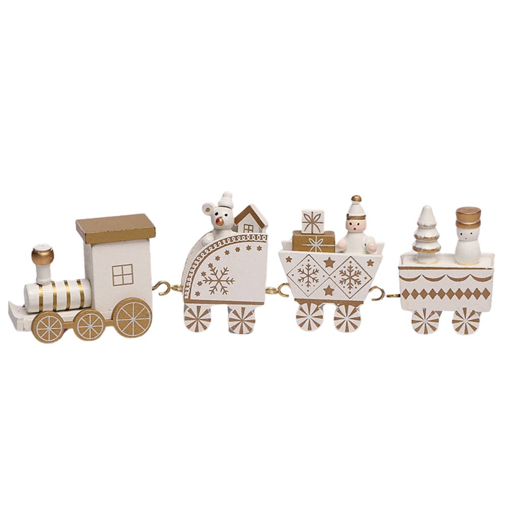 Christmas Wooden Train Ornaments Adorable Snowman and Gingerbread Designs