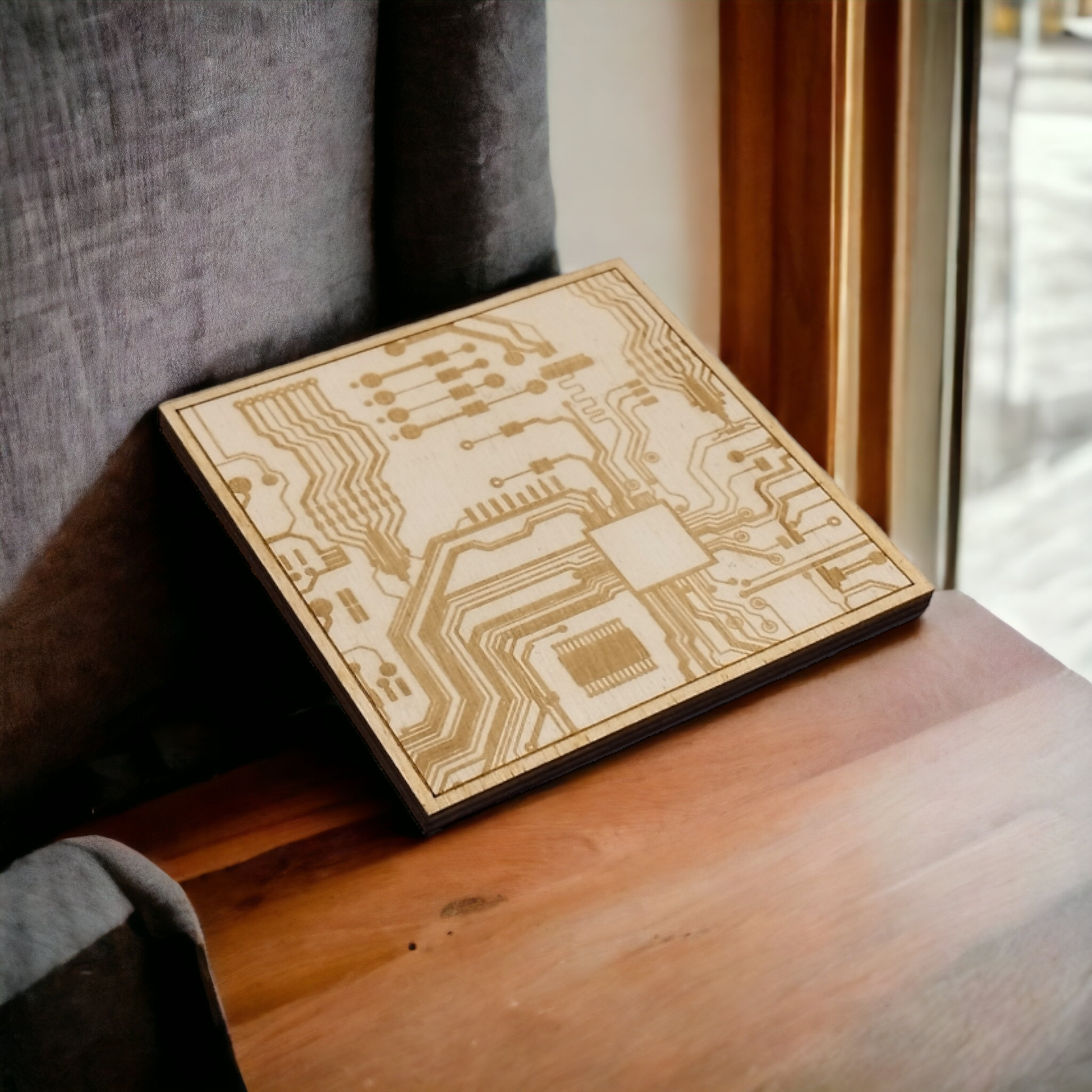 Circuit Board Wooden Coasters - Handmade Gift - Housewarming - Wood Kitchenware