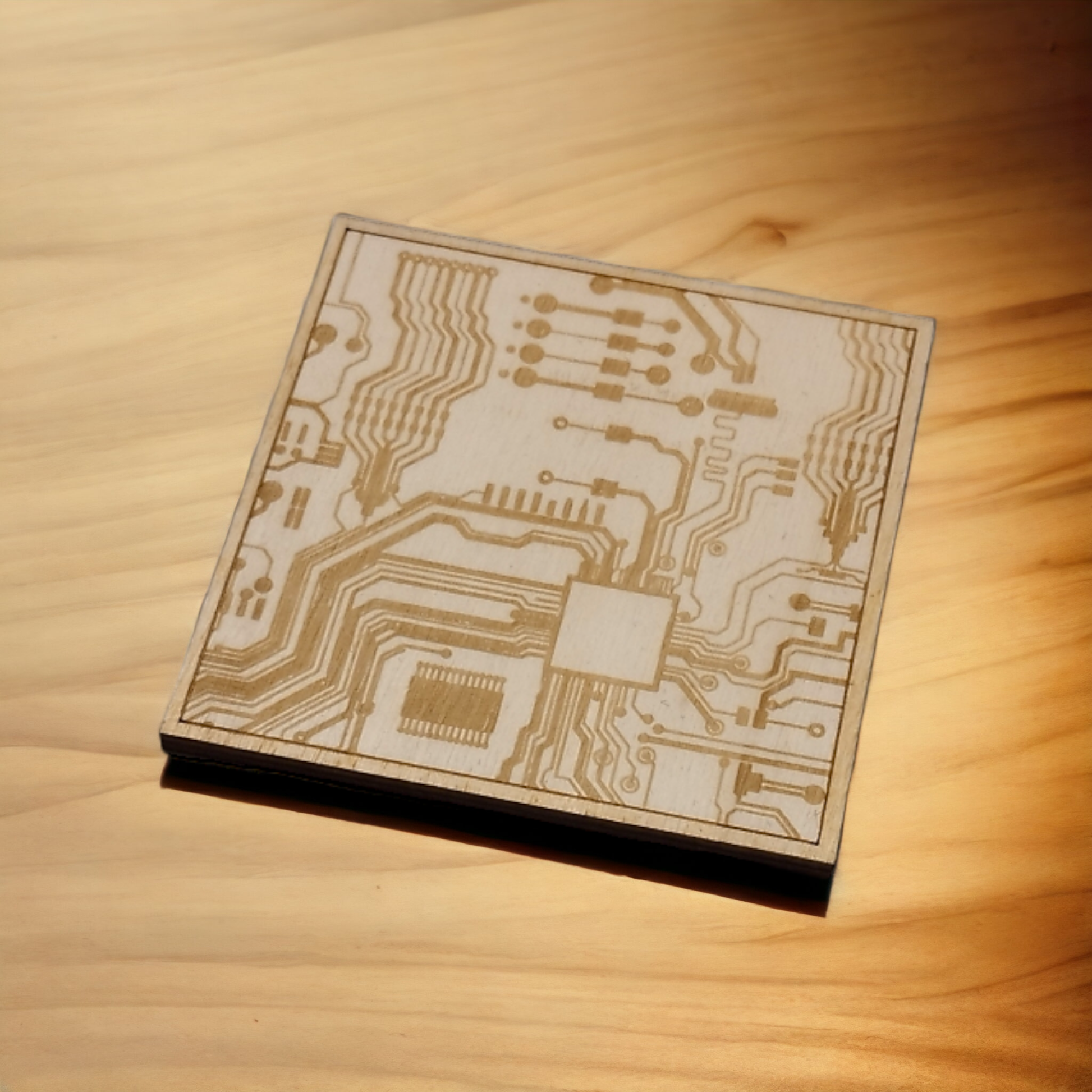 Circuit Board Wooden Coasters - Handmade Gift - Housewarming - Wood Kitchenware