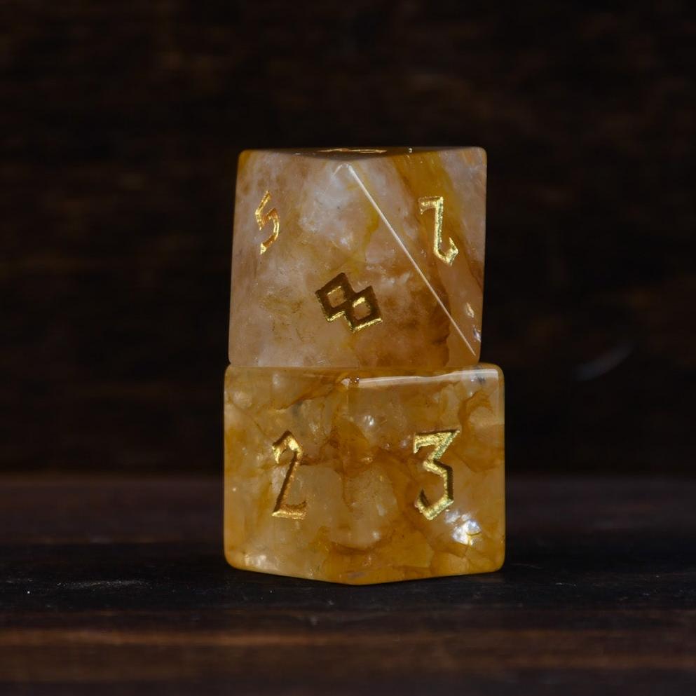 Citrine (Gold) Stone Dice Set