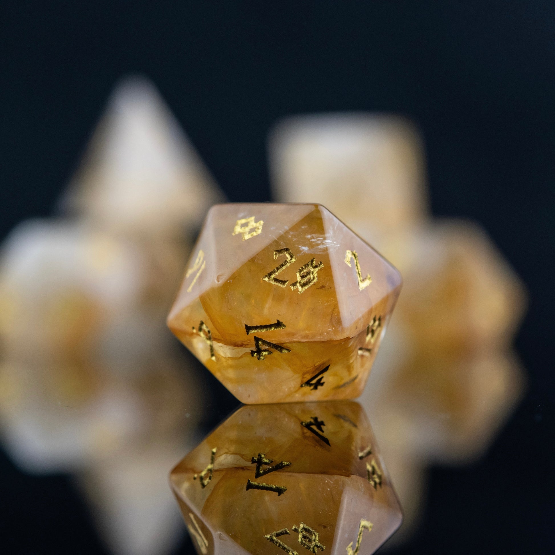 Citrine (Gold) Stone Dice Set