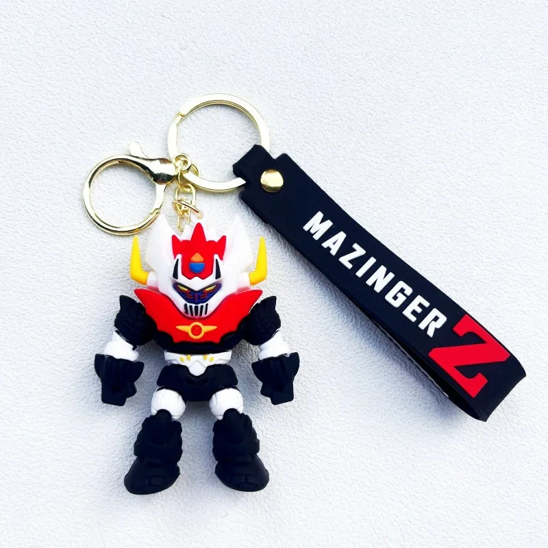 Classic 3D Cartoon Mazinger Z Characters Pendant Keychain Trendy Soft Rubber Anime Keyrings Jewelry Cute Cosplay Props Gift Acce