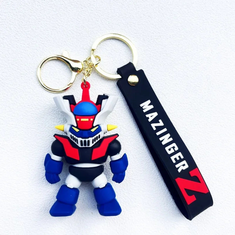 Classic 3D Cartoon Mazinger Z Characters Pendant Keychain Trendy Soft Rubber Anime Keyrings Jewelry Cute Cosplay Props Gift Acce