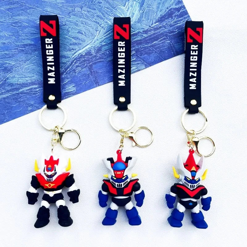 Classic 3D Cartoon Mazinger Z Characters Pendant Keychain Trendy Soft Rubber Anime Keyrings Jewelry Cute Cosplay Props Gift Acce