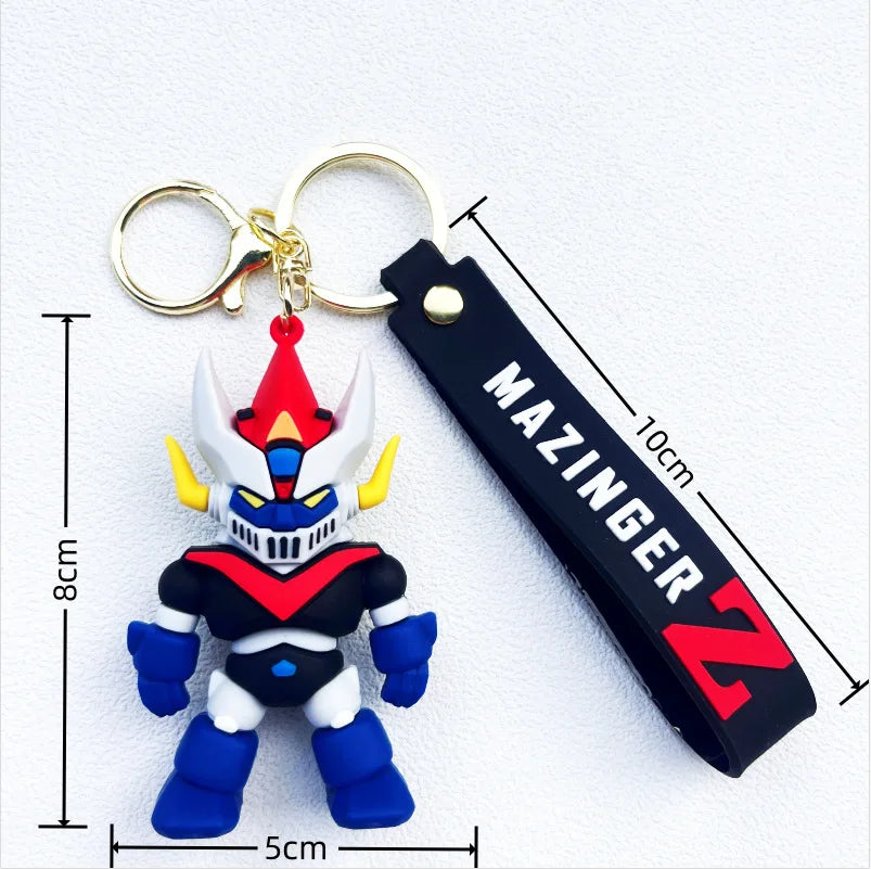 Classic 3D Cartoon Mazinger Z Characters Pendant Keychain Trendy Soft Rubber Anime Keyrings Jewelry Cute Cosplay Props Gift Acce