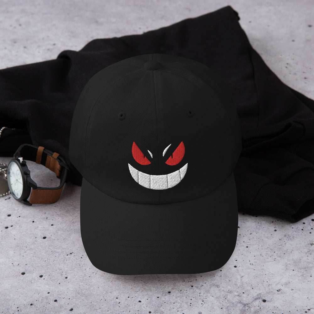 Ghost Type Anime Embroidered Dad Hat - Black