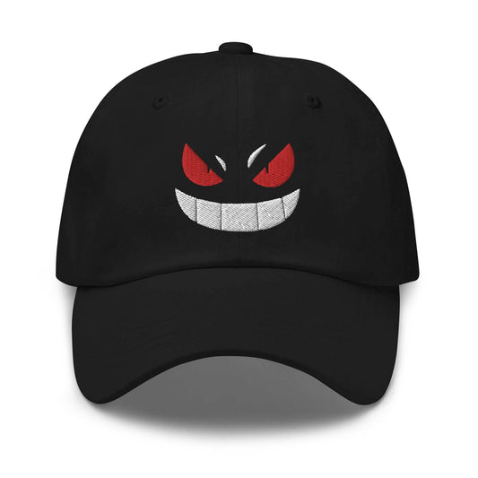 Ghost Type Anime Embroidered Dad Hat - Black