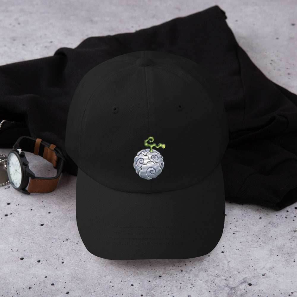 Smoke Smoke Devil Fruit Anime Embroidered Dad Hat - Black