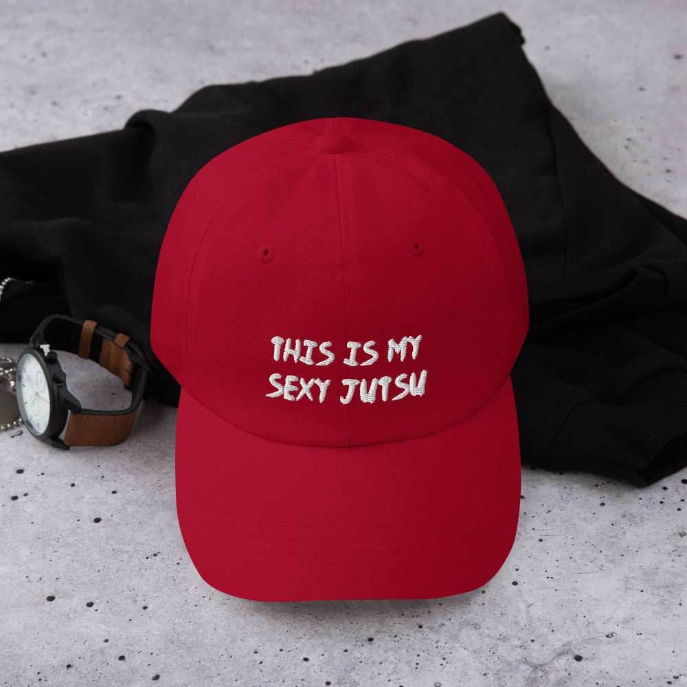 Sexy Jutsu Anime Embroidered Dad Hat - Red