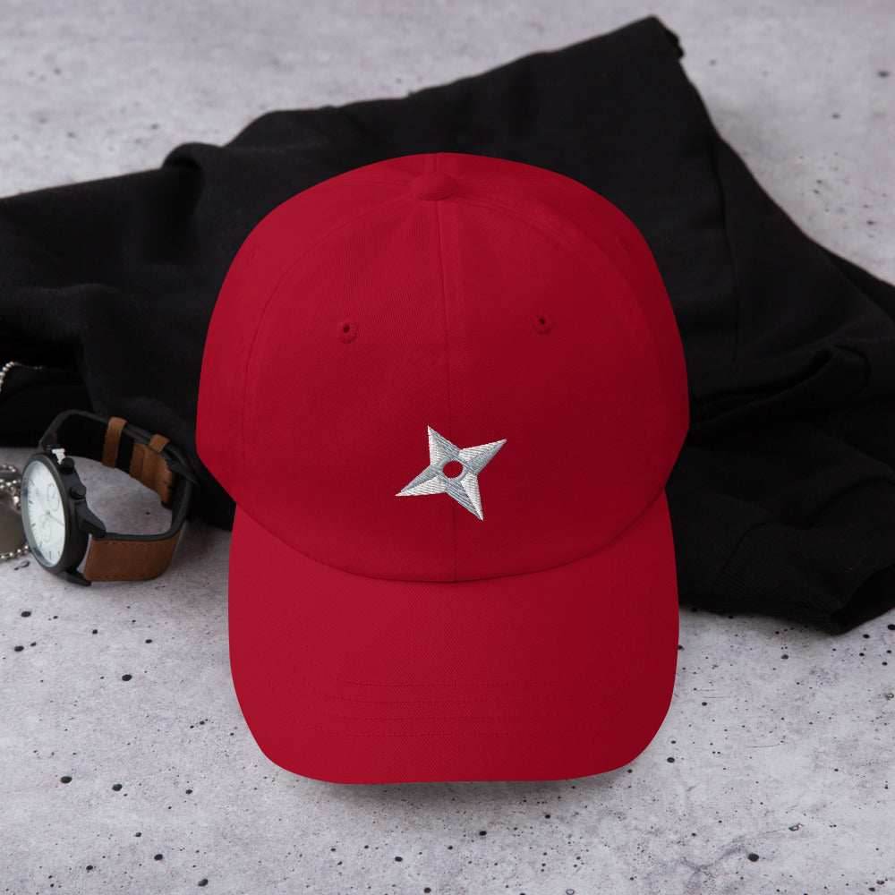 Shuriken Anime Embroidered Dad Hat - Red