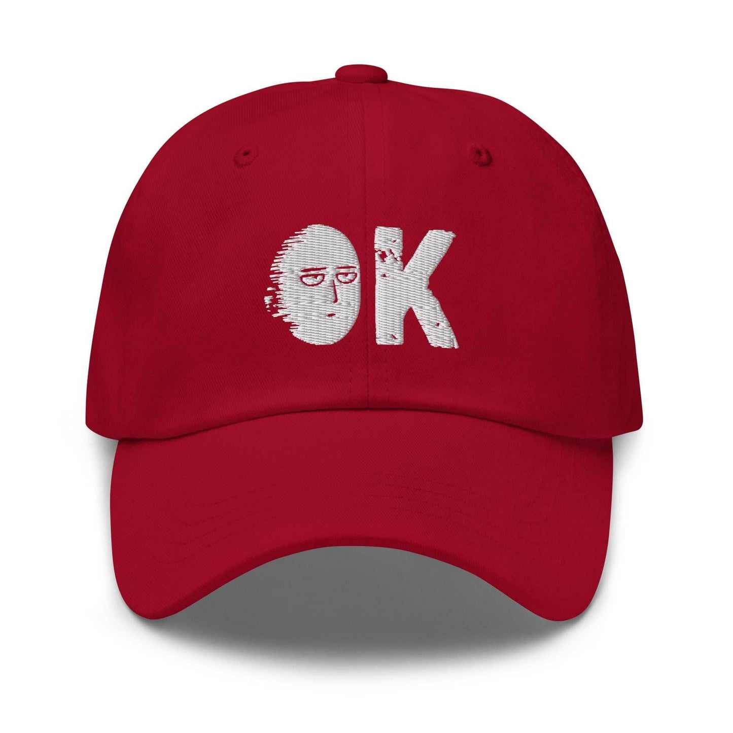 Saitama OK Embroidered Unisex Anime Dad hat - Red