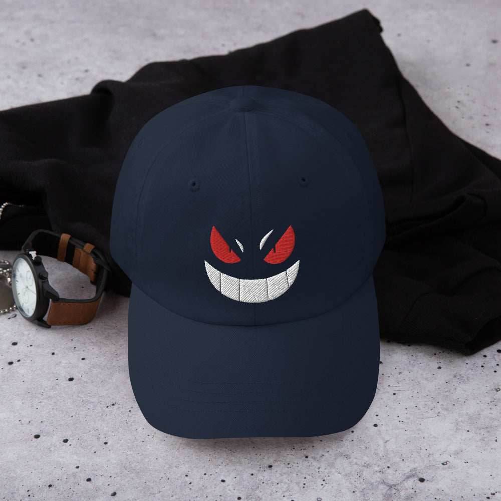 Ghost Type Anime Embroidered Dad Hat - Navy