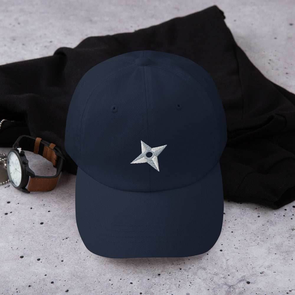 Shuriken Anime Embroidered Dad Hat - Navy